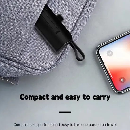 Powerbank PlugOn Lightning με καλώδιο USB-C, 5000 mAh, QC, μαύρο