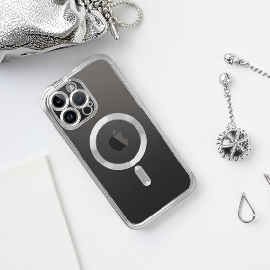 iPhone 17 Pro / 18 Pro vāciņš – Electro Mag Cover ar MagSafe – sudraba