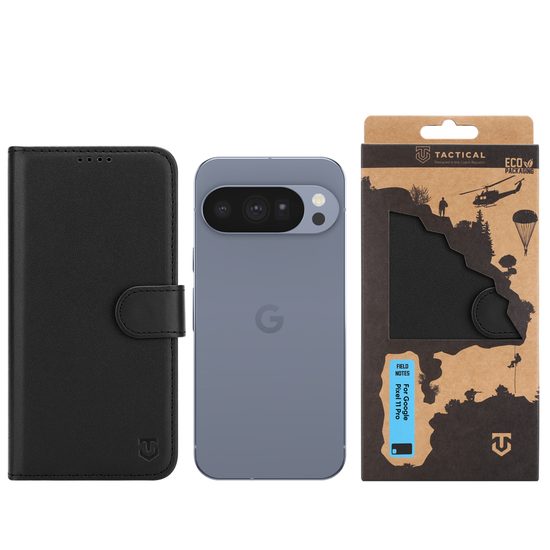 Google Pixel 11 Pro vāciņš – Tactical Field Notes maks ar nodalījumiem – melns