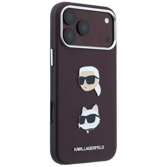 iPhone 17 Pro Max / 18 Pro Max ümbris – Karl Lagerfeld Saffiano K&C Heads Pins and Logo – burgundia