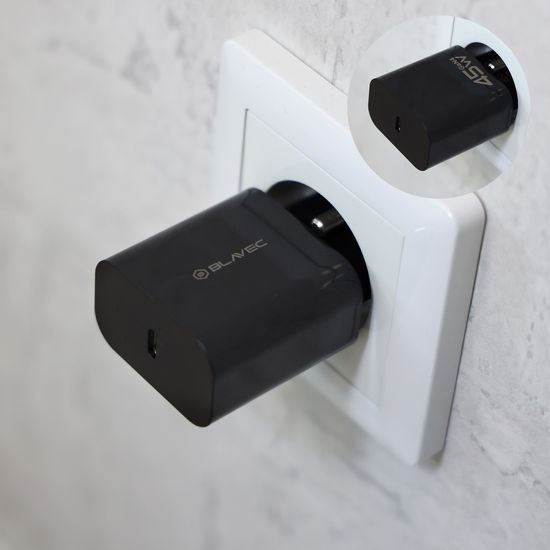 Φορτιστής Blavec BC-7, GaN4, PD QC 45W 3A, USB-C, μαύρος