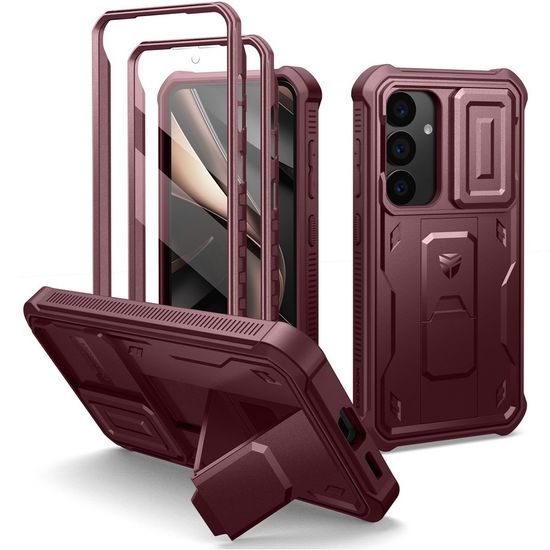 Dexnor 360 Kickstand Camprotector Θήκη Samsung Galaxy S25 Plus, Βυσσινί