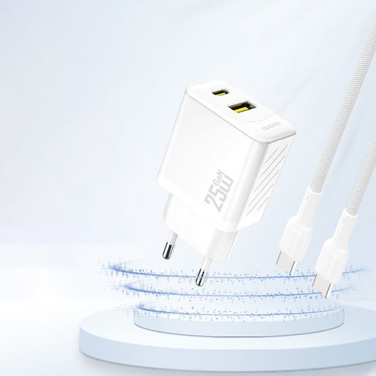 Dudao A26T φορτιστής USB-A + USB-C, GaN, 25W, λευκό