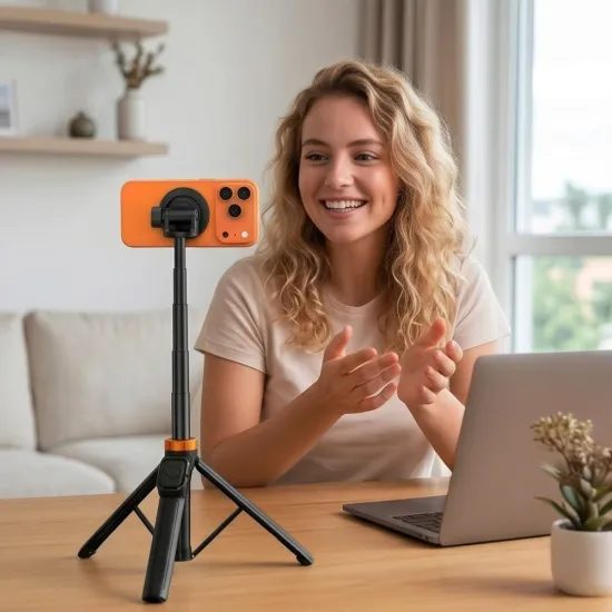 Tech-Protect L03S MagSafe Bluetooth Selfie Stick mit Stativ - Teleskopstange mit Fernbedienung - Schwarz