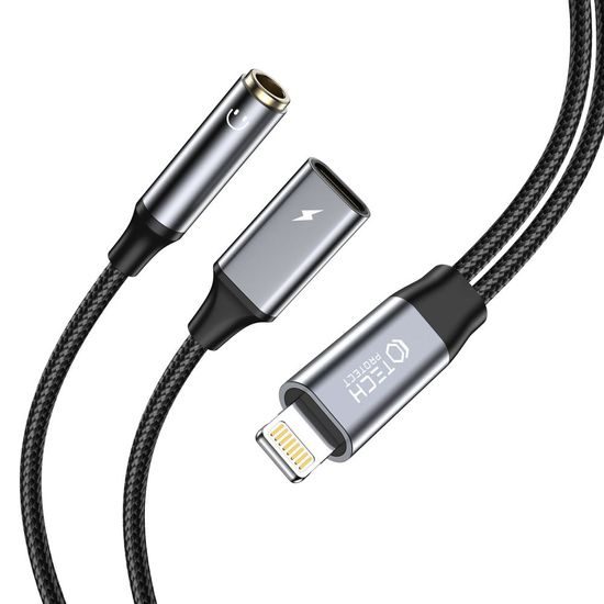 Tech-Protect UltraBoost kabel Lightning - Mini Jack 3,5mm a Lightning, černý