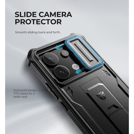 Dexnor 360 Kickstand Camprotector θήκη Xiaomi Redmi Note 13 Pro 5G / Poco X6, μαύρη