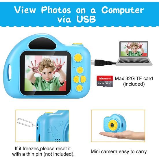 Mini fotocamera per bambini 1080P, blu