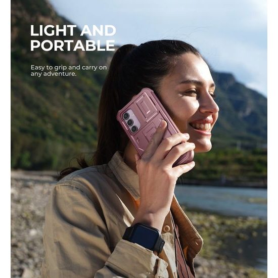 Dexnor 360 Kickstand táborvédő borító Samsung Galaxy A55, rózsaszín