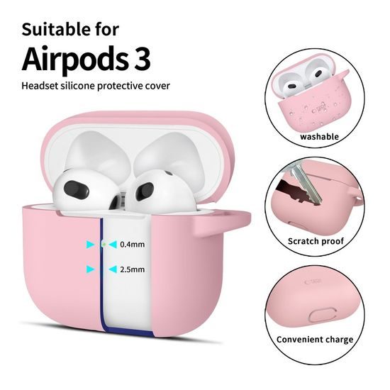 Tech-Protect Θήκη Σιλικόνης, Apple AirPods 3, ροζ