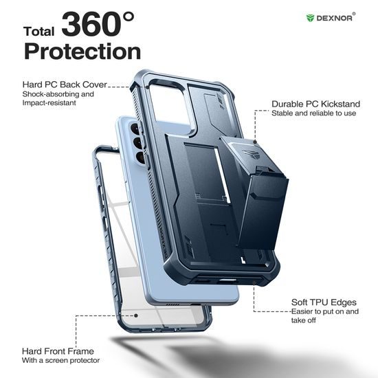 Dexnor 360 Kickstand obal Samsung Galaxy A53, modrý