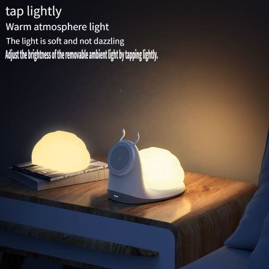 Πολυλειτουργικός ασύρματος φορτιστής με φως αφής σε σχήμα σαλιγκαριού, 15W, λευκός