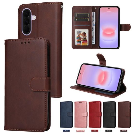 Magnet Schutzhülle für Samsung Galaxy A27 - Elegantes Leder Case mit Magnetverschluss - Braun