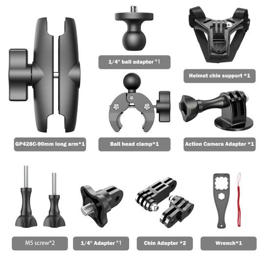 Set profesionalnih nosača za motocikl i nosač za bradu kacige za akcijske kamere