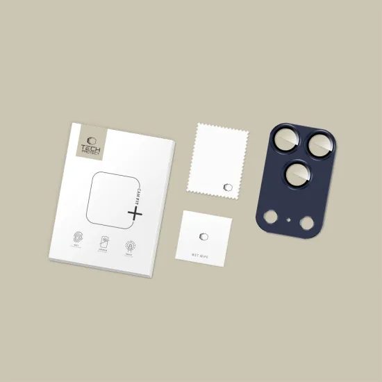 Tech-Protect CamFull Fit+, προστατευτικό τζαμάκι για φακό κάμερας, iPhone 17 Pro Max, σκούρο μπλε