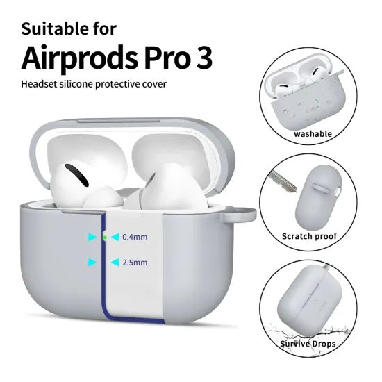 Tech-Protect Θήκη Σιλικόνης, Apple AirPods Pro 3, γκρι