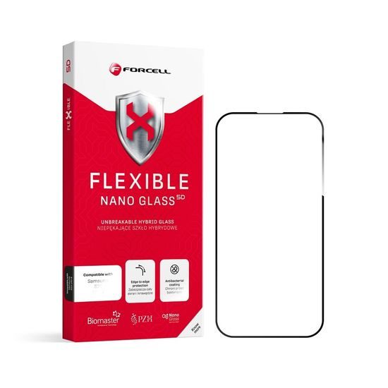 Forcell Flexible 5D Full Glue hibrid üveg, Samsung Galaxy S23 Ultra, fekete