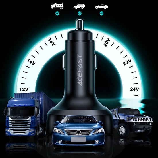 Acefast φορτιστής αυτοκινήτου B5, 2x USB-C + USB, 101 W, μαύρος