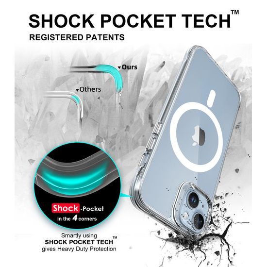 JP MagFit MagSafe etui z certyfikatem 3M SGS, iPhone 14 Plus / 15 Plus, przezroczysty
