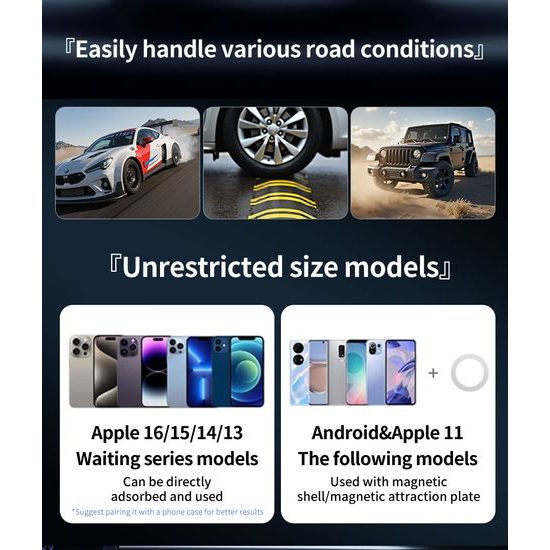 Μαγνητική βάση τηλεφώνου αυτοκινήτου 360° με βεντούζα και μαγνήτη ρουβιδίου, μαύρη, C46