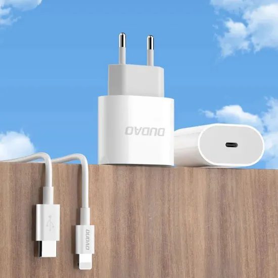Dudao A14EU φορτιστής USB-C, PD 20W + καλώδιο USB-C - USB-C, λευκό
