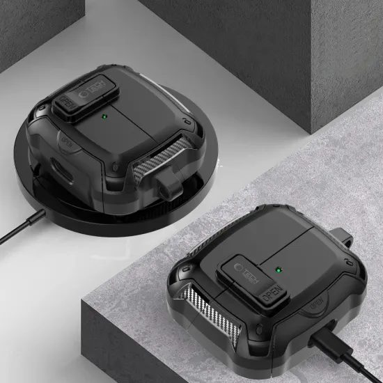 Custodia Tech-Protect Carbonox MagSafe, Samsung Galaxy Buds 3 / 3 FE / 3 Pro, nera