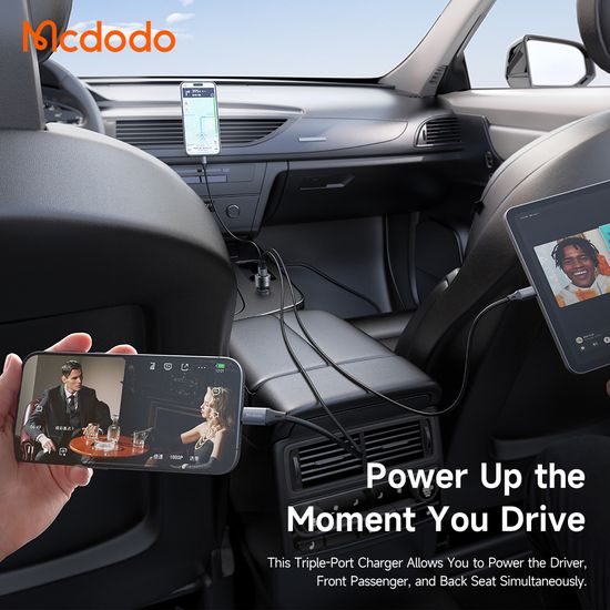 Mcdodo KFZ-Ladegerät CC-3110 für Auto - 2x USB-C / USB - 90W Schnellladegerät - 12-24V - Schwarz