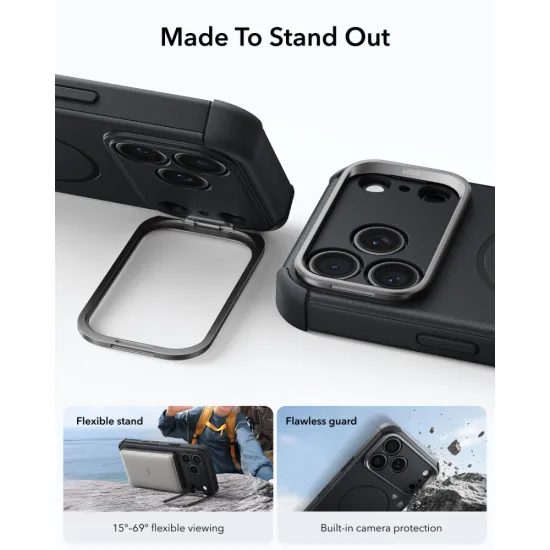 Kryt ESR Cyber Tough Kickstand MagSafe, iPhone 17 Pro Max / 18 Pro Max, čierny
