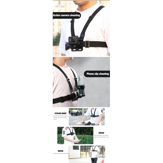 Action Camera Chest Strap Pro – Στηθιαίος Ιμάντας για Κάμερα και Κινητό με Αντάπτορα 1/4"