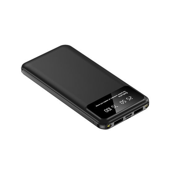 Powerbanka 10000mAh, 2x USB, 1x USB-C, s LED světlem, černá