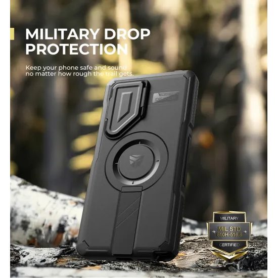 Dexnor MagSafe Schutzhülle für Samsung Galaxy S25 Ultra - 360° Kickstand mit Kameraschutz - Schwarz