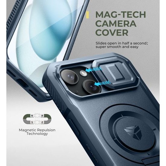 Dexnor MagSafe 360 Kickstand Προστατευτική Θήκη iPhone 15, μπλε