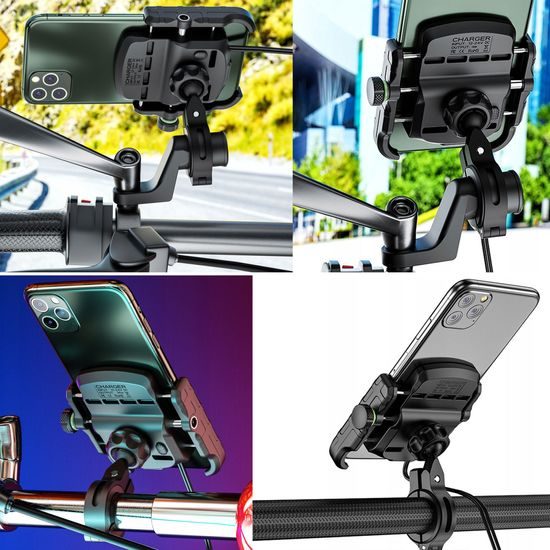 Držiak telefónu na motocykel s nabíjačkou