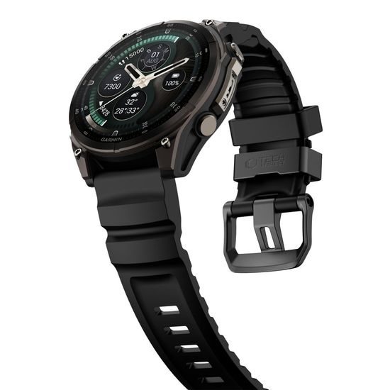 Tech-Protect Motion Armband für Garmin Fenix 5X / 5X Plus / 6X / 6X Pro / 7X / 8 / 8 Pro / 9 / 9 Pro (51 mm) - TPU Sportarmband mit Edelstahlverschluss - Schwarz