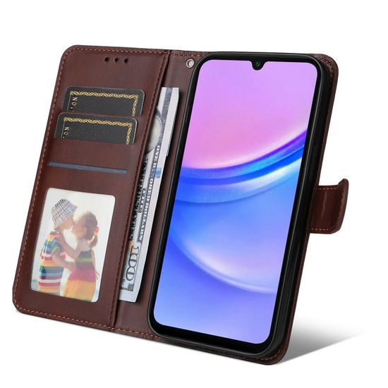 Samsung Galaxy A18 ümbris – Magnet Case nahkümbris – pruun
