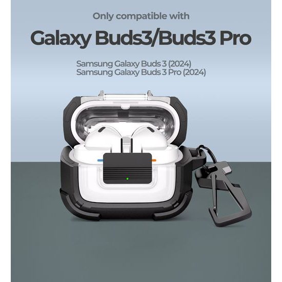 Ανθεκτική θήκη Dexnor, Samsung Galaxy Buds 3 / 3 Pro, μαύρη