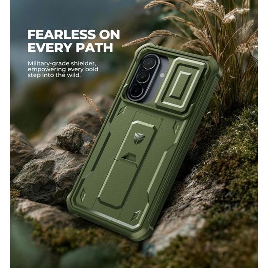Samsung Galaxy A57 dėklas – Dexnor 360 Kickstand su kameros apsauga – žalia