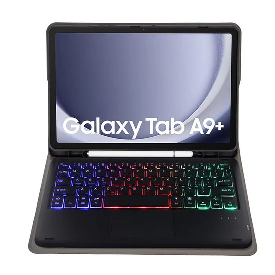JP Magnetska maska s Bluetooth tipkovnicom, touchpadom, pozadinskim osvjetljenjem i držačem za stylus, Samsung Galaxy Tab A9 Plus, crna