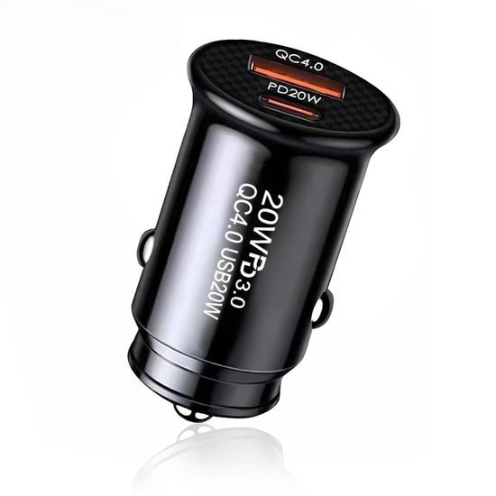 Techsuit nabíjačka do auta (C4), USB + USB-C, čierna