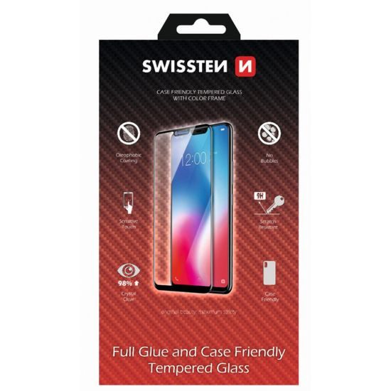 Swissten Full Glue, Color frame, Case friendly, Folie de sticlă securizată protectoare, Xiaomi Redmi Note 11 Pro, neagră