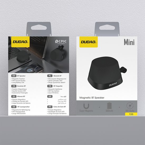 Dudao Y20 Bluetooth zvočnik z magnetnim držalom, črn
