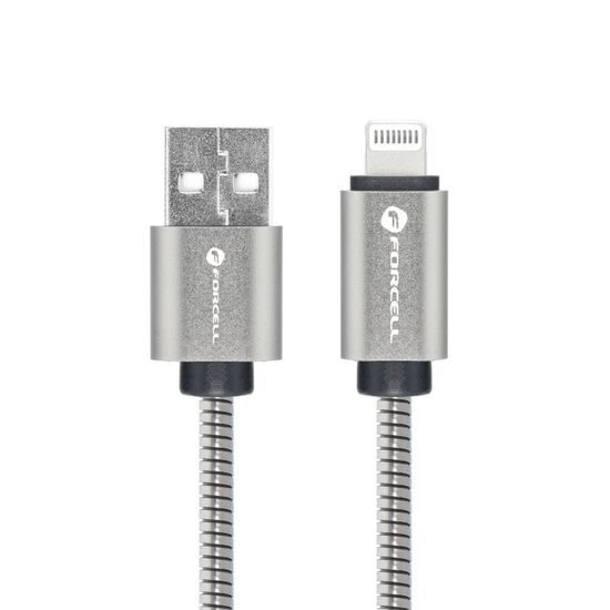 Καλώδιο Forcell F-Energy USB A - Lightning, 2,4A, 12W, 2 m, ασημί