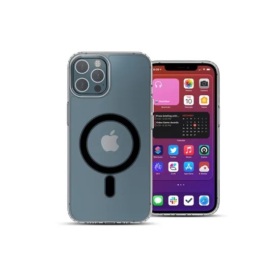 iPhone 12 dėklas – ER Case Ice Snap Black Edition skaidrus su MagSafe – skaidri
