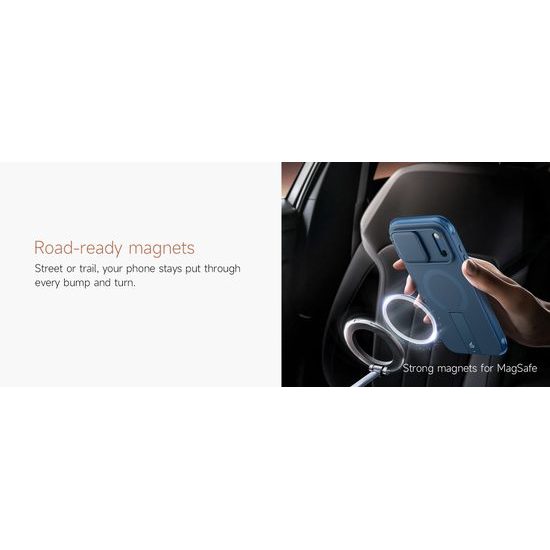 Husă Suritch AirBounce Bumper MagSafe cu Suport și Protecție Cameră, iPhone 17 Pro Max / 18 Pro Max, albastru deschis