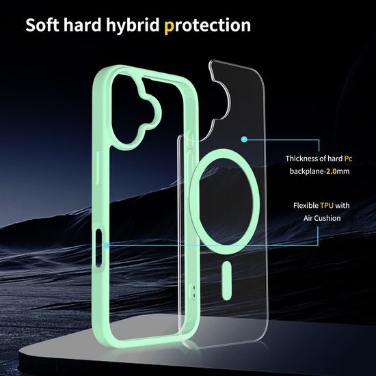 JP MagFit Clear MagSafe θήκη με μαγνήτη N52, iPhone 17, πράσινη