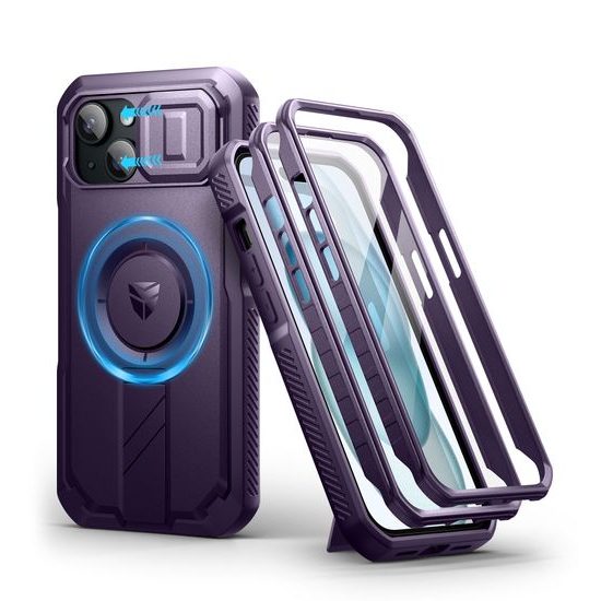 Dexnor MagSafe 360 Στήριγμα Προστατευτική Θήκη iPhone 15, Μωβ