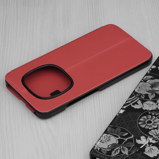 Xiaomi Redmi Note 15 Pro 5G odinis atverčiamas dėklas su langeliu – raudona