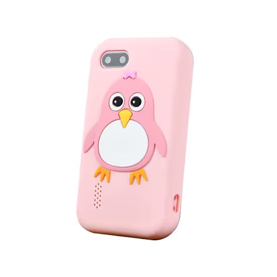 Pametni telefon za otroke z igrami, MP3, dvojno kamero in zaslonom na dotik, roza penguin