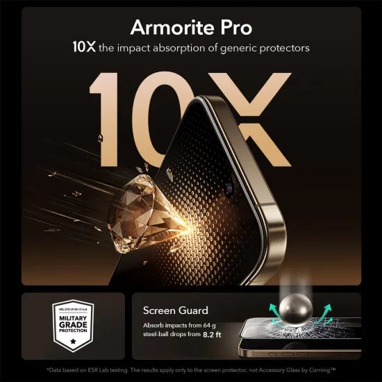 ESR Armorite Pro Σκληρυμένο Γυαλί UltraFit, iPhone 17 Pro