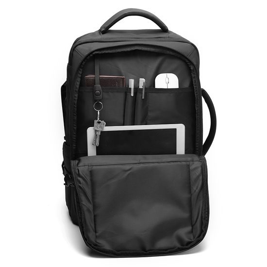 JP Rucksack B15 für Alltag und Freizeit - 48x33x20~25 cm - Schwarz