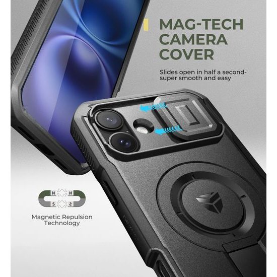 Dexnor MagSafe 360 Stojalo Zaščitni etui iPhone 16 Plus, črn